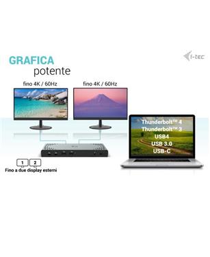 Docking Station USB3.0 /USB C  Doppio MONITOR (Porte Video: 2xDP+2XHDMI) + PD100W con alim